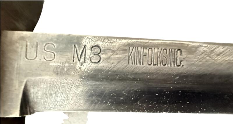 U.S. 2nd Model M3 Trench Knife and M8 Scabbard Rare Blade Marked