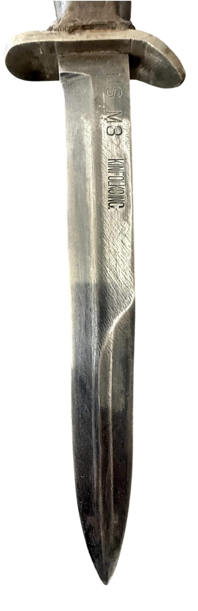 U.S. 2nd Model M3 Trench Knife and M8 Scabbard Rare Blade Marked