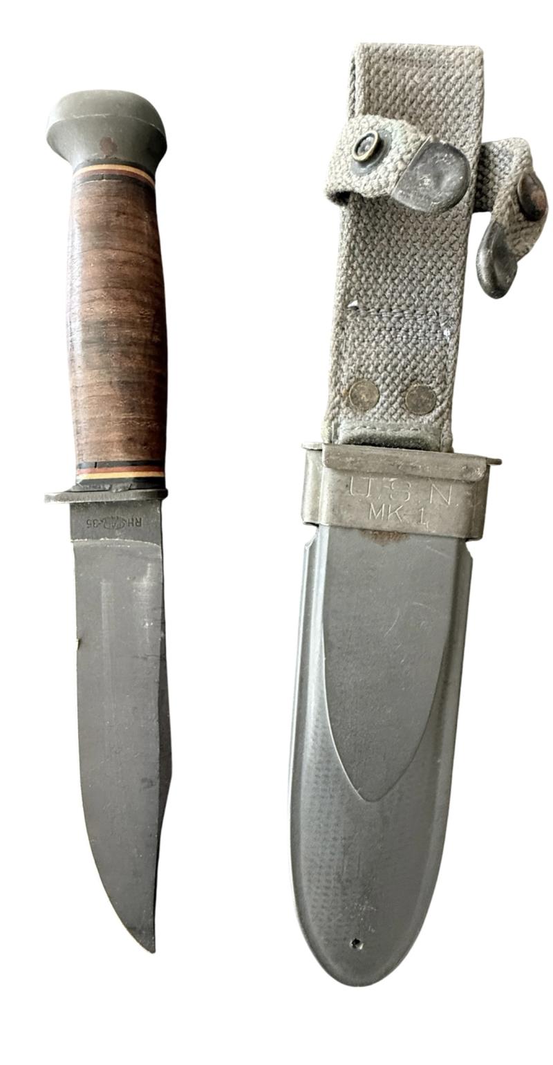 USN Mark 1 Fighting Knife by PAL with Mk1 Scabbard - Near Mint Condition