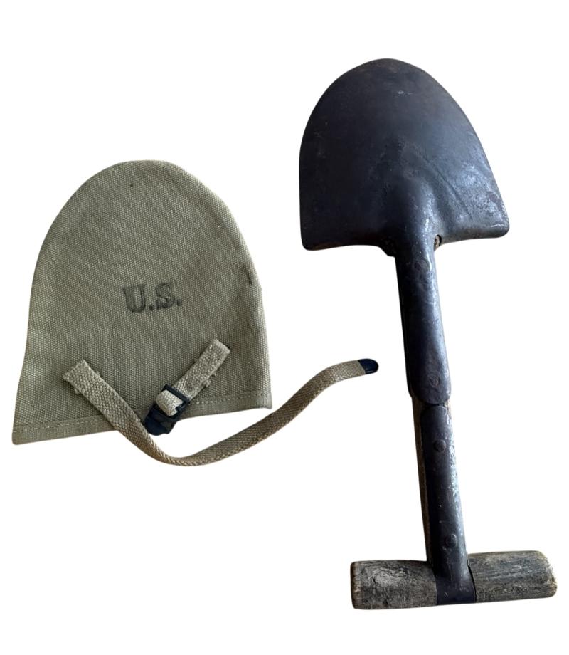 U.S. (Airborne) M-1910 Shortened T-Shovel & Cover - Nice Used Condition