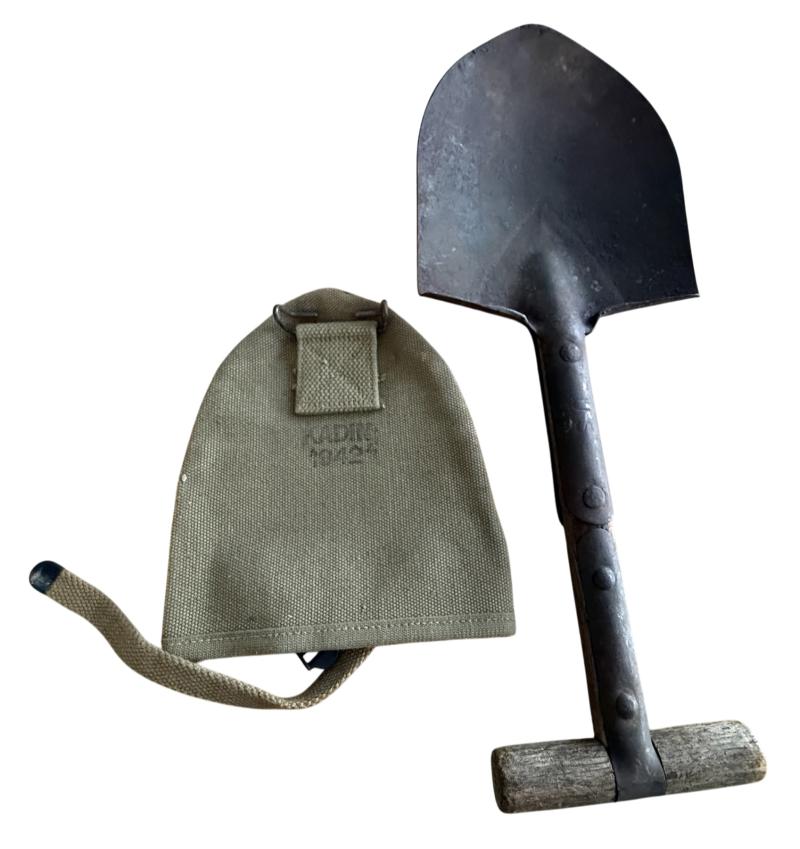 U.S. (Airborne) M-1910 Shortened T-Shovel & Cover - Nice Used Condition