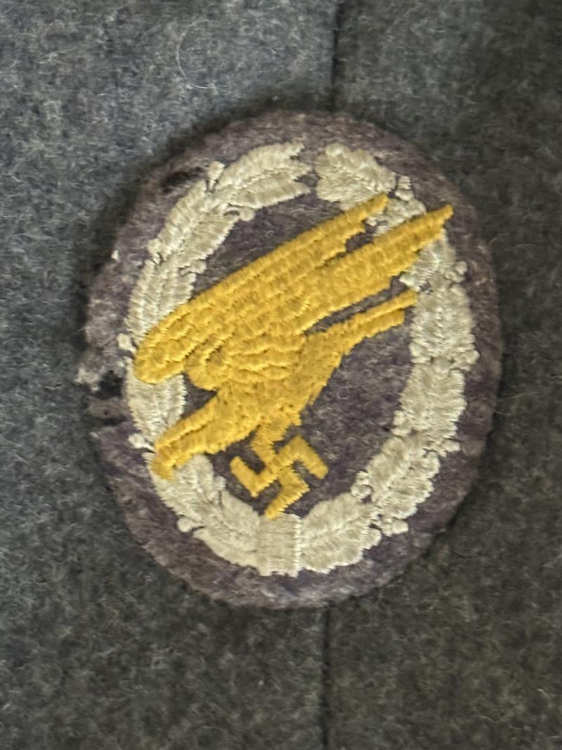Luftwaffe 'Fallschirmjäger NCO's Flight Blouse With Bleu Cloth Fallschrimjager Patch (Abzeigen) ( - Nice Used Condition