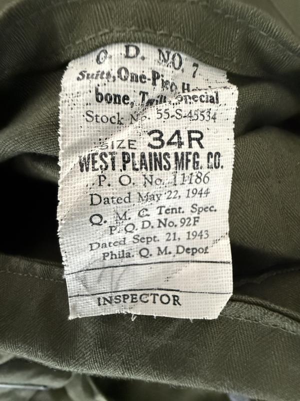 U.S. Herringbone Twill (HBT) Coverall Size 34R 1943- Unussued Condition
